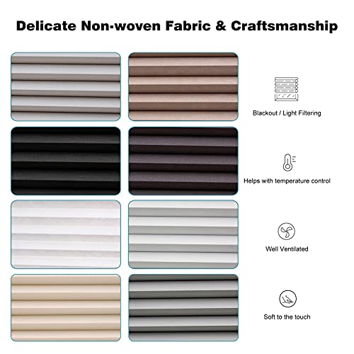 Changshade Cordless Blackout Cellular Shade, Tools-Free Honeycomb Shade For Bedroom, Kitchen, Children Room, Bathroom, Room Darkening Pleated Window Shade, 19 Inches Wide, Light Brown Cel19Lb36A #TOP3