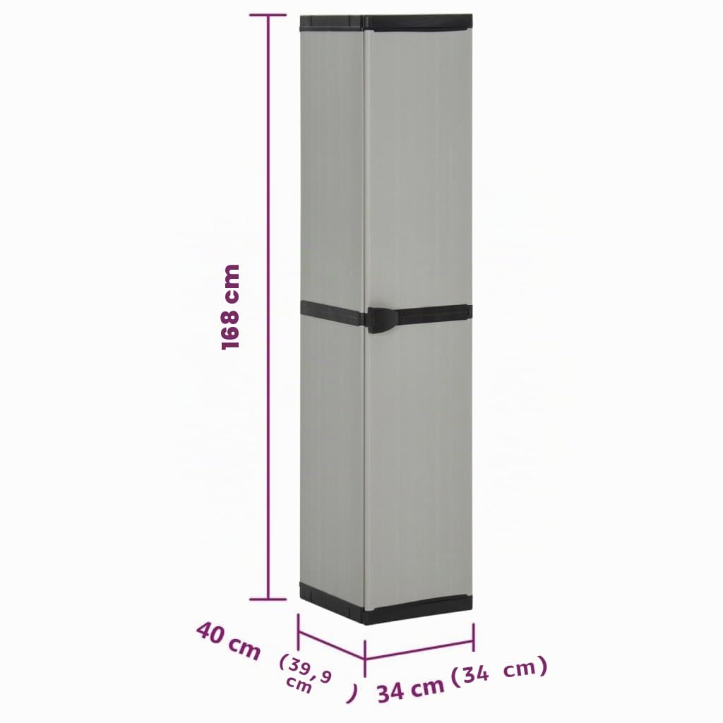 vidaXL Armoire de Rangement de Jardin 3 Étagères Armoire à Outils Meuble de Stockage Fournitures Ménagères Patio Extérieur Gris/Noir 34x40x168cm