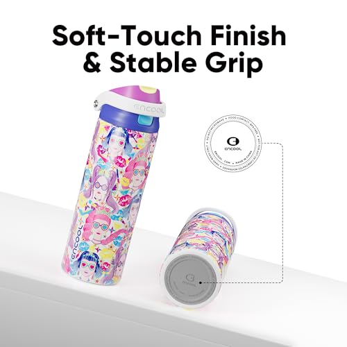 Image of ENCOOL Leakproof Insulated Water Bottle with Straw Dual-Sip Water Bottle Bag-Safe Design for Work, Commute & Gym - Keeps Drinks Cold All Day, 24 oz, Party Trendy