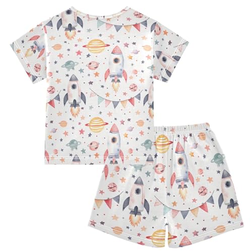 CHIFIGNO Pink Octopus Unisex Snug-Fit Short Sleeve Soft 2 Piece Pajama Set with Pocket 5-14Y2