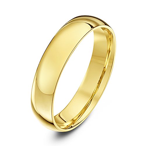 Theia Anillo de Bodas de Oro Amarillo, 9k, Unisex, Forma Corte Pesado, Pulido, 4mm - Tamaño 21