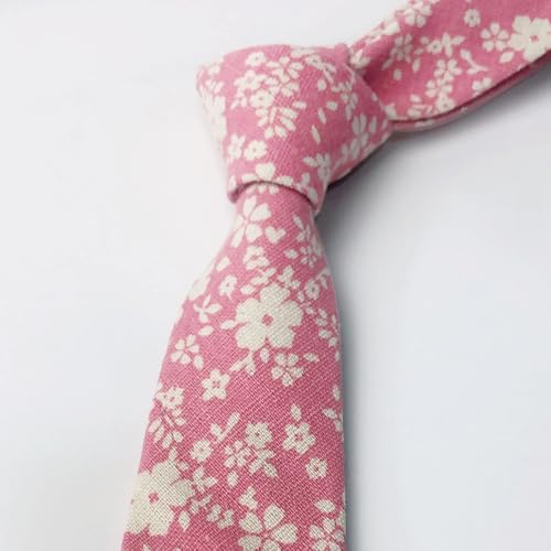 Image of Mantieqingway Men's Cotton Floral Neck Tie 2.56'' Printed Skinny Tie