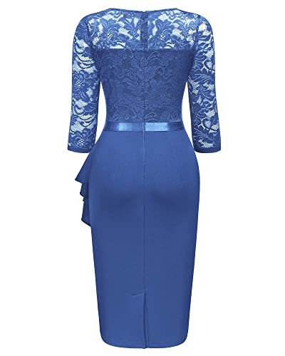 Image of Miusol Women's Retro V Neck Floral Lace Ruffle Style Cocktail Party Dress