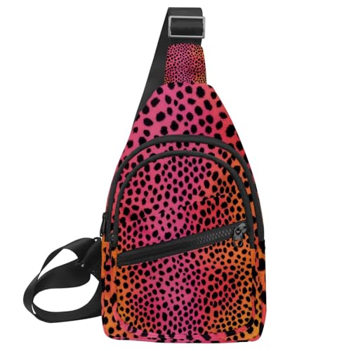 Sac à dos à bandoulière motif léopard rose et doré multicolore