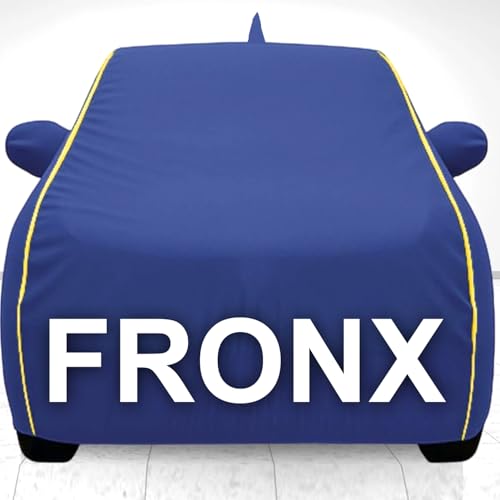 Image of Waterproof Car Cover Compatible with Maruti Fronx with Mirror Pocket, Soft Cotton Lining, Waterproof Fronx Car Cover- Metallic Blue