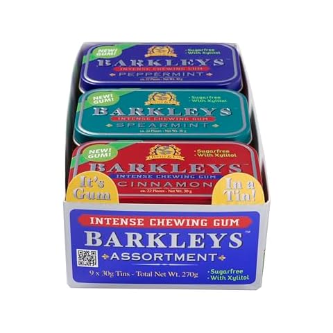 Barkleys Sugar Free Gum Variety Pack - Xylitol Gum Assortment of Peppermint, Spearmint & Cinnamon-Breath Refreshing & Long-lasting Flavor- Barkleys Gum Variety Pack ,Keto, Vegan-9 Pack (270g, 198 gums) Cover