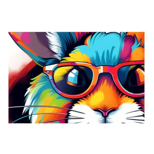 Poster lapin illustration pop art 50x50 cm GAEKKO sans cadre photo pour deco murale