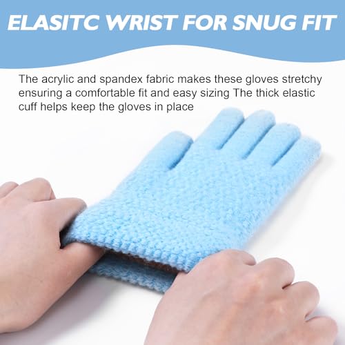 Image of Winter Gloves for Boys Girls - Kids Warm Knit Thermal Cable Knitted Gloves Wool Fleece Lined Mittens for Cold Weather