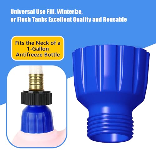 Image of RV Winterizing Antifreeze Bottle Adapter for 3 /4 inch Garden Hose | No-Spill Antifreeze Bottle Adapter, Fits 1gal Bottles & 3 /4 inch Hose, Reusable Plastic, For RV, Camper And Marine Winterization