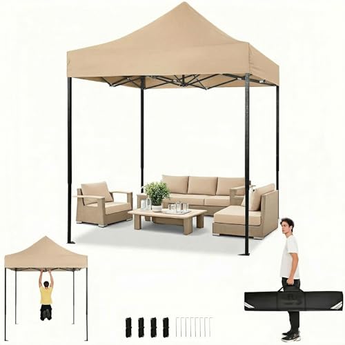 Image of COBIZI 10x15 Heavy Duty Pop Up Canopy Tent with 4 Sidewalls, Desert