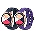Seltureone (2 Pack) 20mm Solid Color Silicone Band Compatible for Samsung Galaxy Watch Active 2, Ticwatch C2, Amazfit Bip Bands, Soft Silicone Replacement Wristband (S)- Navy, Purple