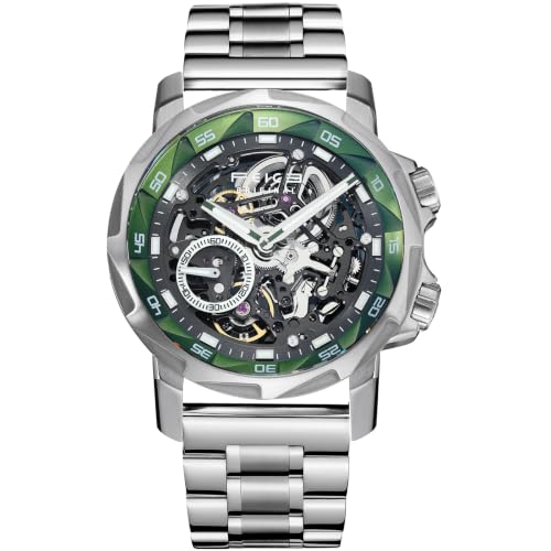Image of FEICE FM511 Skeleton Auto Watch, Sapphire Luminous 5ATM Steel Strap.