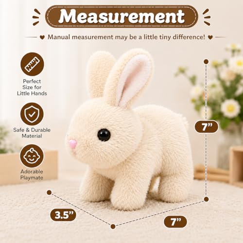 Image of Bunny Interactive Rabbit Toy for Kids - Walking Hopping Bunny with Sound, Moving Ears, Twitching Nose & Mouth, Soft Plush Rabbit Toy for Baby Boys & Girls (Cream)