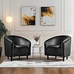 Yaheetech Black Accent Chairs Set of 2, Cozy Velvet Barrel Chair, Modern Club Chair with Soft Padde, Vanity Chair for Living Room/Bedroom/Waiting Room Reception Room, Matte Black - Image 2