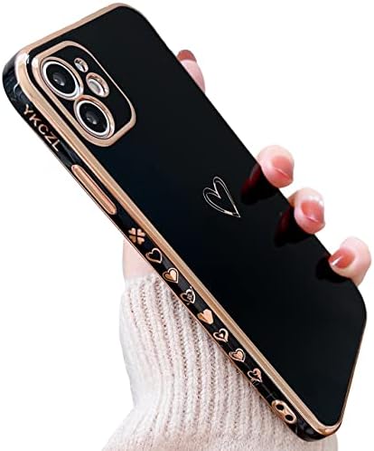 YKCZL Compatible with iPhone 11 Case Cute, Luxury Plating Edge Bumper Case with Full Camera Lens Protection Cover for iPhone 11 6.1 inch for Women Girl(Black)
