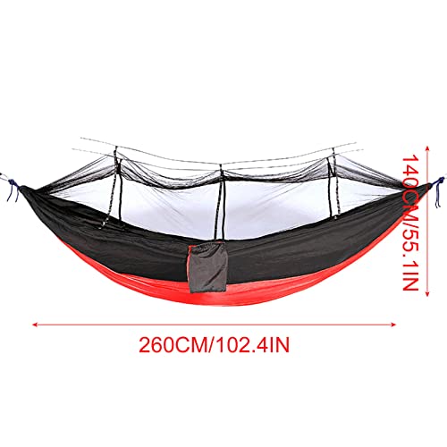 Camping Hammock With Net, Travel Portable Lightweight Hammocks With Tree Straps & Solid D-Shape Carabiners, Durable 210T Parachute Nylon Materials, Single Or Double Hammock For Indoor/Outdoor #TOP7