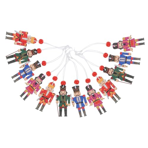 BAZEITFLOW 12 Piezas Colgantes de Madera Cascanueces Navideños Coloridos Decoración Festiva para Hogar y Fiesta