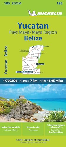 Michelin ZOOM Yucatan and the Mayan Region Belize Road and Tourist Map 185 (Michelin Maps, 185)