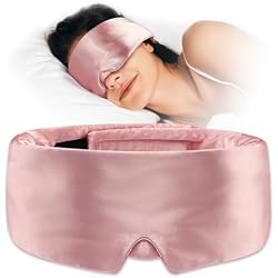 Umisleep Satin Sleep Mask for Side Sleeper, Blackout Eye Mask for Women Men | Face-Hugging Padded Eye Cover for Sleeping, Adjustable Band, Comfortable Sleep Mask for Women Men, Ultra Soft Blindfold, Pink