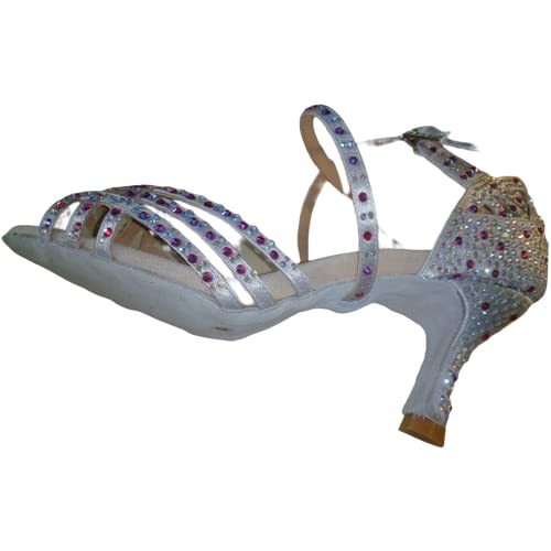 Chaussures de danse latine argentées haut de gamme pour tango d'exception en 40.5