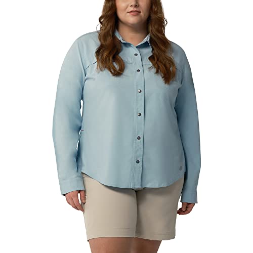 Camisa de trabajo para mujer plus para talleres y proyectos activos con diseño rolltab de botones