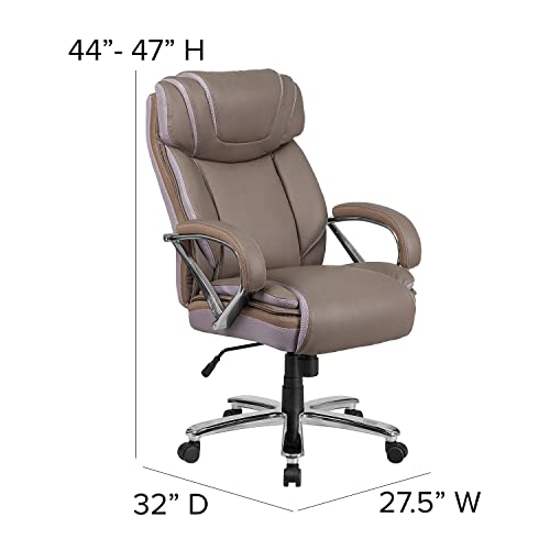 Flash Furniture Hercules Series Big & Tall 500 Lb. Rated Taupe Leathersoft Executive Swivel Ergonomic Office Chair With Extra Wide Seat #TOP2