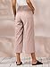 ECUPPER Womens Casual Loose Elastic Waist Cotton Trouser Cropped Wide Leg Pants Pink 12-14