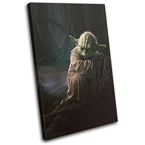 Bold Bloc Design - Star Wars Yoda Movie Greats 75x50cm Single Canvas Art Print Box Framed Picture Wall Hanging - Hand Made in The UK - Framed and Ready to Hang