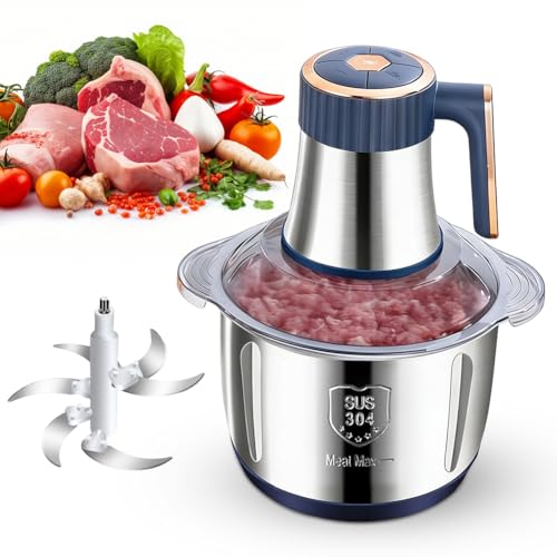 Tritatutto elettrico da cucina con ciotola in acciaio inox da 5 l, tritacarne elettrico multifunzione 500 W a 5 velocità, tritacarne per carne, cipolle, alimenti per