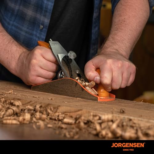 JORGENSEN NO.4 Wood Plane, 58 mm Blade Adjustable Bench Hand Plane Suitable for Carpenter Woodworking, Trimming, Surface Smoothing Wood Craft Tools