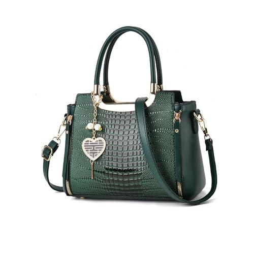 NICOLE & DORIS Sac a Main Femme Elegant Sac Bandoulière PU Cuir Sac D'épaule Crocodile Sac à Main Chic Petit Sac Cartable Bandoulière Vert