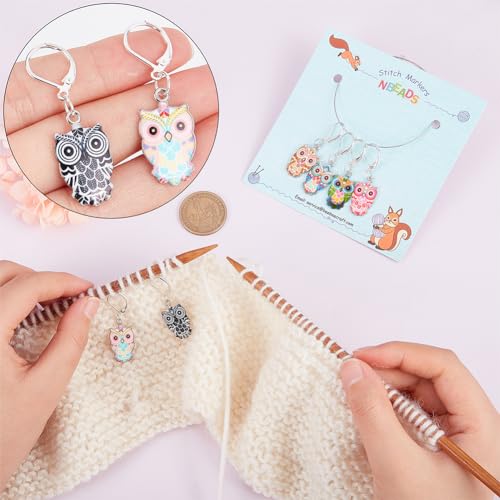 NBEADS 6 Pcs Owl Stitch Markers - Image 3