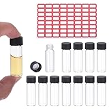 5ml Braunglas Fläschchen, 25er Pack - Auslaufsichere Schraubverschluss Probenflaschen mit Etiketten für Labor(Transparent,4ml)