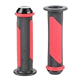  Puños de Manillar de Moto, 22 mm Puños de Manillar de Moto Mango Antideslizante de absorción de Impactos Manguito de Extremo de Barra(Rojo)