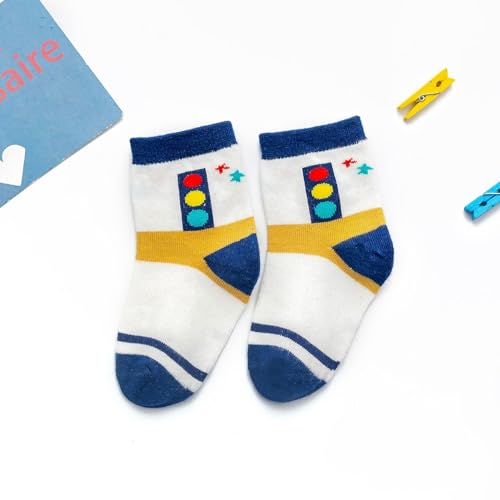 Image of Colourful Socks for Kids, Crew length, Soft Pure Cotton, Lightweight & Breathable, 1 to 9 Years, Pack of 5, Designer socks
