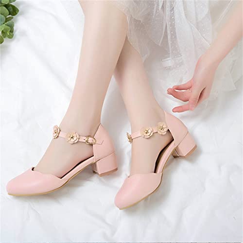 Big Kids Girls Mary Jane Dress Shoes Pumps Heels Flower High School Prom Shoes Ballet Girls Closed Toe Strap Sandals4