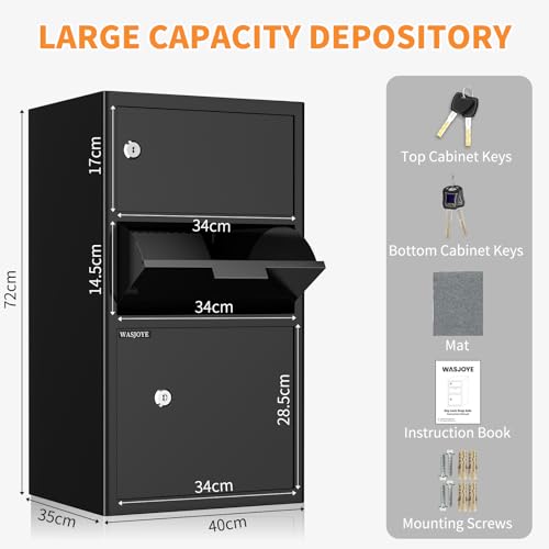 100.8L Einwurftresor | Deposittresor | Tresor mit Einwurfschlitz | Briefkasten Safe | Depository Safes | Deposit Safe mit Drop-Slot | Schlüsseln, 72 * 40 * 35cm,für Bargeld, Büro, Zuhause