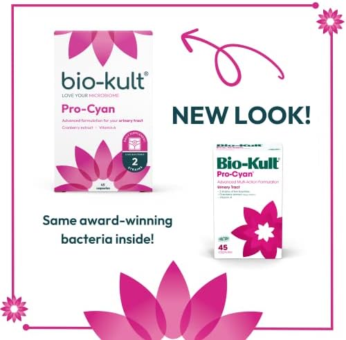 Bio-Kult Pro-Cyan Advanced Multi-Action Bacterial Formulation Targeting Urinary Tract with Cranberry Extract and Vitamin A  Pack of 45 Capsules