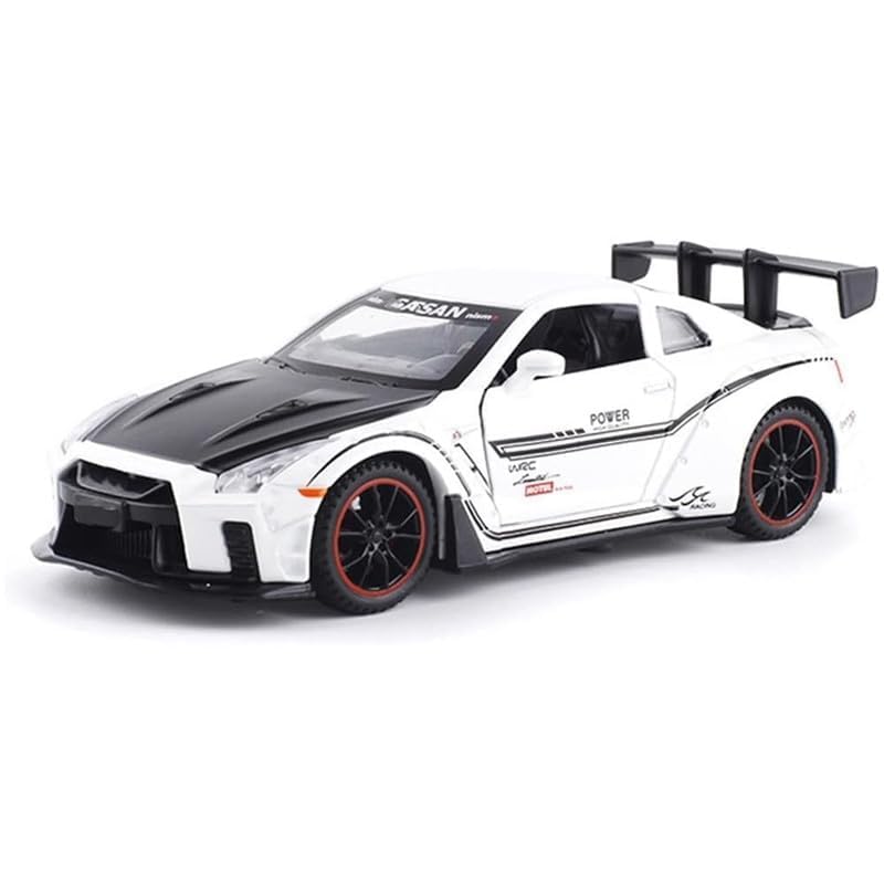 Image of Kids Model 1:32 Nessan R35 Die Cast Metal Car Pull Back Action Opening Doors with Realistic Engine Sound Lights Toy Car Gift for Boys - Multi