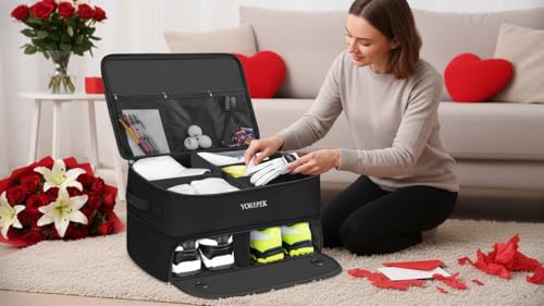 image for YOREPEK Large 2 Layer Golf Trunk Organizer for 2 Size 14 Pair Shoes, W
