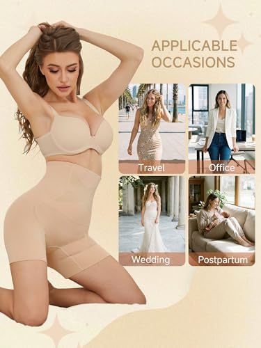 DIGZ Shapewear Women Tummy Control Underwear,High Waisted Shapewear Shorts Butt Lifting Underwear,Seamless Postpartum Underwear Beige - 4