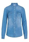 Vila Clothes Vibista Denim Shirt-Noos, Blusa Mujer, Azul (Medium Blue Wash:Clean), 38 (Talla del Fabricante: Medium)