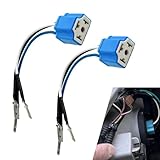 Dogary 2 PCS H4 16AWG Wiring Harness Carlight Socket, Copper Core Ribbon Cable Connector with Terminal, Wider Ceramic Housing Triple Plug Base, Universal Lead-in Socket Female Plug Connector (Blue)