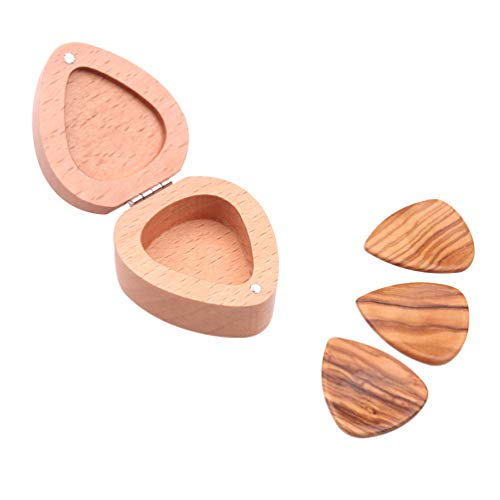 FARUTA Lot de 3 médiators en bois pour guitare acoustique, électrique, ukulélé – Boîte de rangement en forme de cœur - Les Beatles, Paul McCartney, John Lennon, RIngo Starr, George Harrison FARUTA Lot de 3 médiators en bois pour guitare acoustique, électrique, ukulélé - Boîte de rangement en forme de cœur