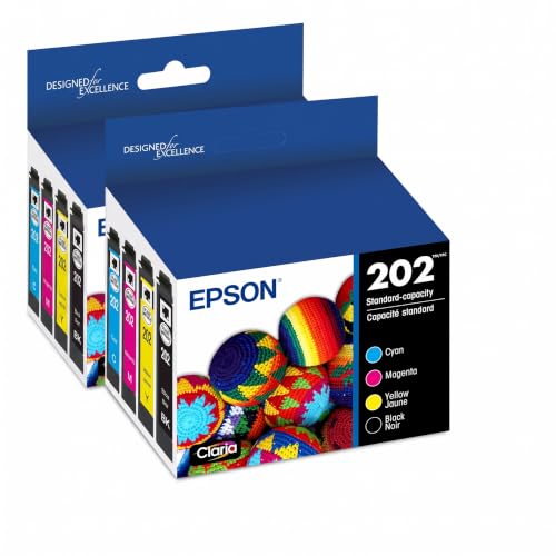 Epson 202 Claria Ink Standard Capacity Black & Color Cartridge Combo Pack (T202120-BCS) Works with Workforce WF-2860,Expression XP-5100,(Pack of 2)
