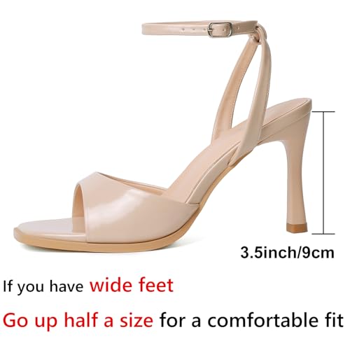 Image of Mostrin Strappy Heels for Women Square Open Toe Lace Up Heeled Sandals Ankle Strap Sexy Stiletto High Heels for Party, Prom, Dating, Wedding