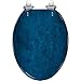 Elongated Toilet Seat Navy blue rough Toned texture Old scratched damaged wall surface Blue Resin Toilet Seat Quietly Slow Close with Quick-Release Hinges Toilet Seat with Cover Easy to Clean Install