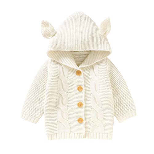 HIGOU Halloween Baby Girls Jumper Christmas Jumper Kids Baby Girl Boy Knitted Cardigan Sweater Hoodies White Chunky Wool for Knitting Baby Cardigan Newborn Baby Clothes Toddler Neck Warmer Jacket