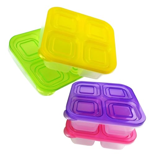 minkissy 4個 格ランチボックス 食品保存容器 電子レンジ対応 冷蔵庫保存可能 密閉防漏 ポータブル便当盒 オフィス キャンプ ランダムカラー