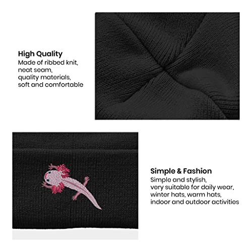 Image of Embroidery Goth Beanie Knit Hats for Men & Women, Embroidery Winter Hats Skull Cap